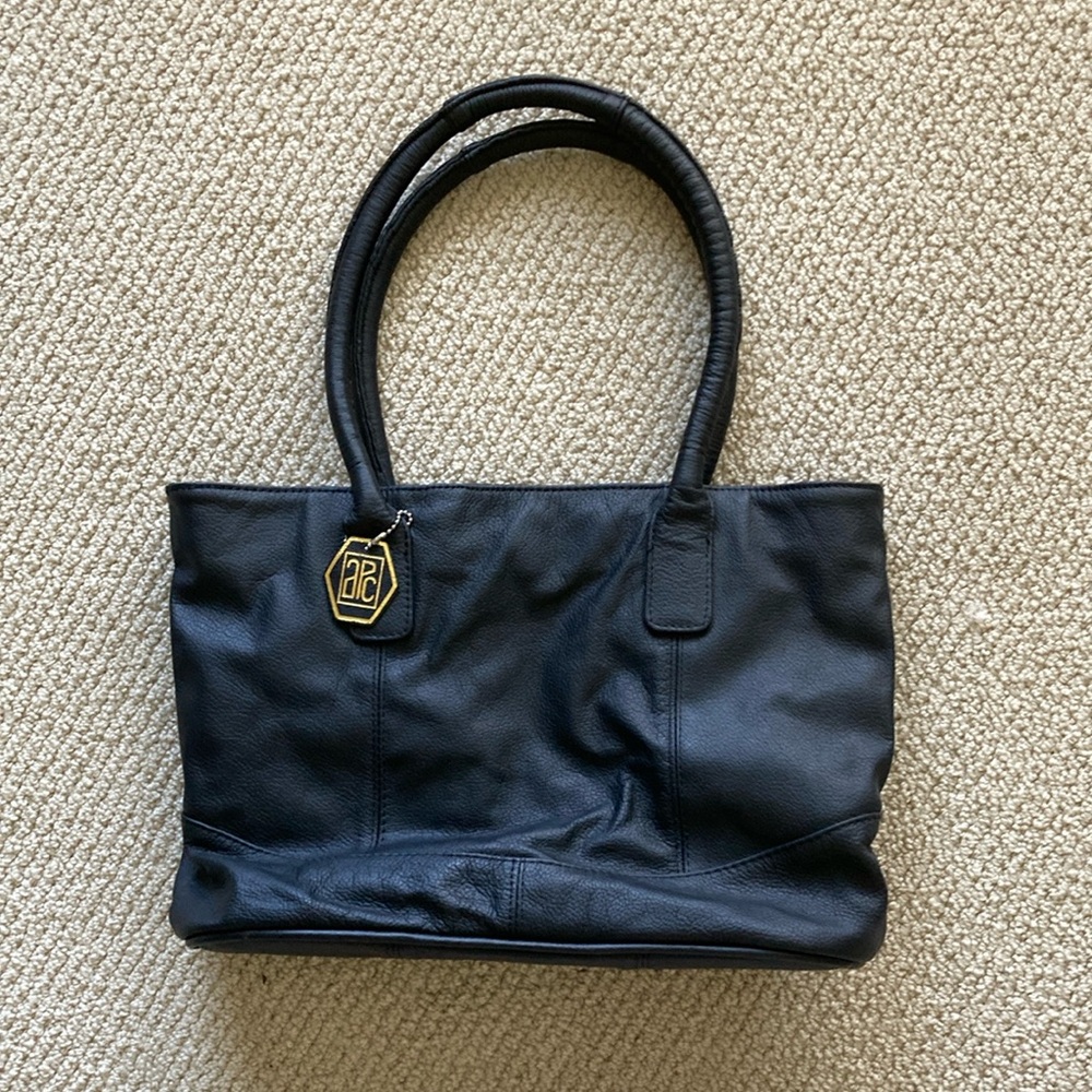 A.P.C. Vintage Black Shoulder Bag Genuine Leather Handbag Pockets Like New